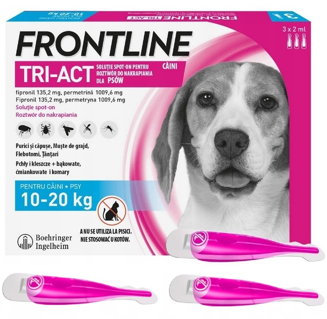 Frontline Tri-Act Psy M 10-20 kg 3 pipety 3x2ml