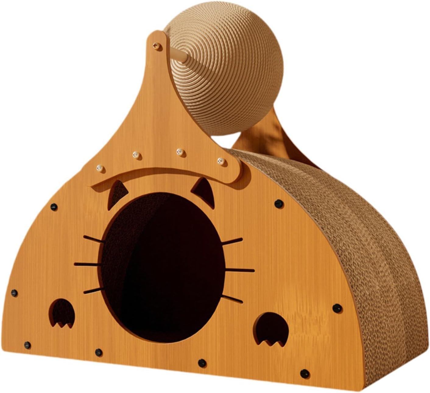 Levně Kartonové Škrabadlo Pro Kočky, Úkryt Kartonový Domeček Pelíšek S Hračkou