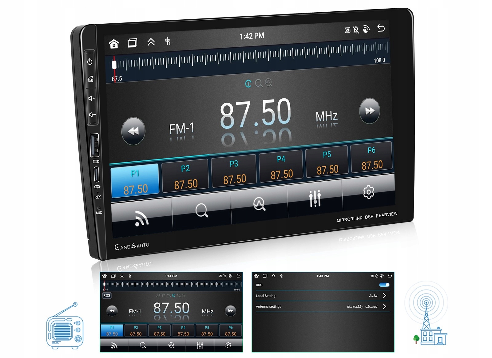 RADIO SAMOCHODOWE 2 DIN ANDROID AUTO CARPLAY RDS WIFI GPS 4 GB 9" DSP Model A3690 CARPLAY / ANDROID AUTO