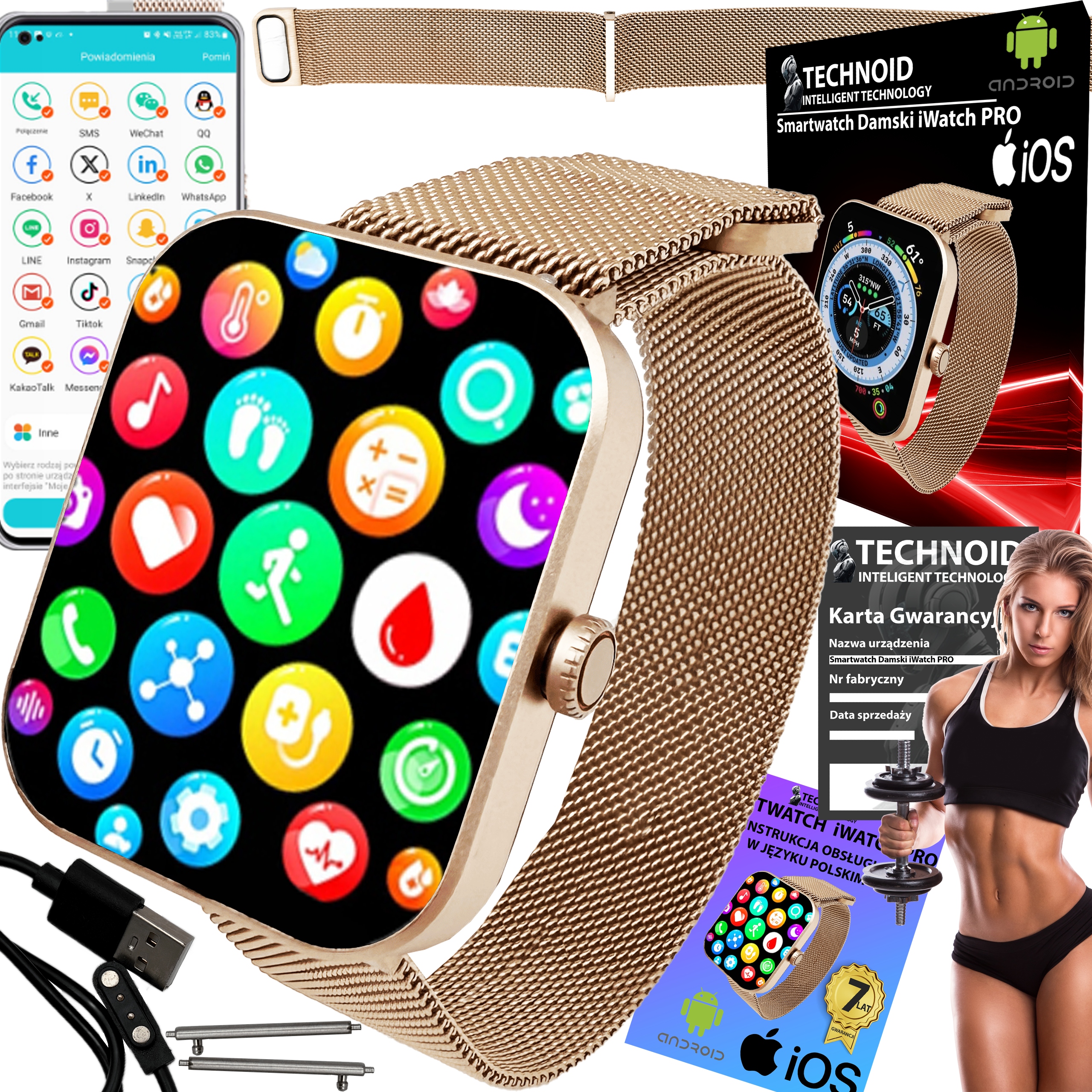 Dámské Chytré Hodinky Iwatch Pro Sportovní Režimy Aplikace Polské Menu