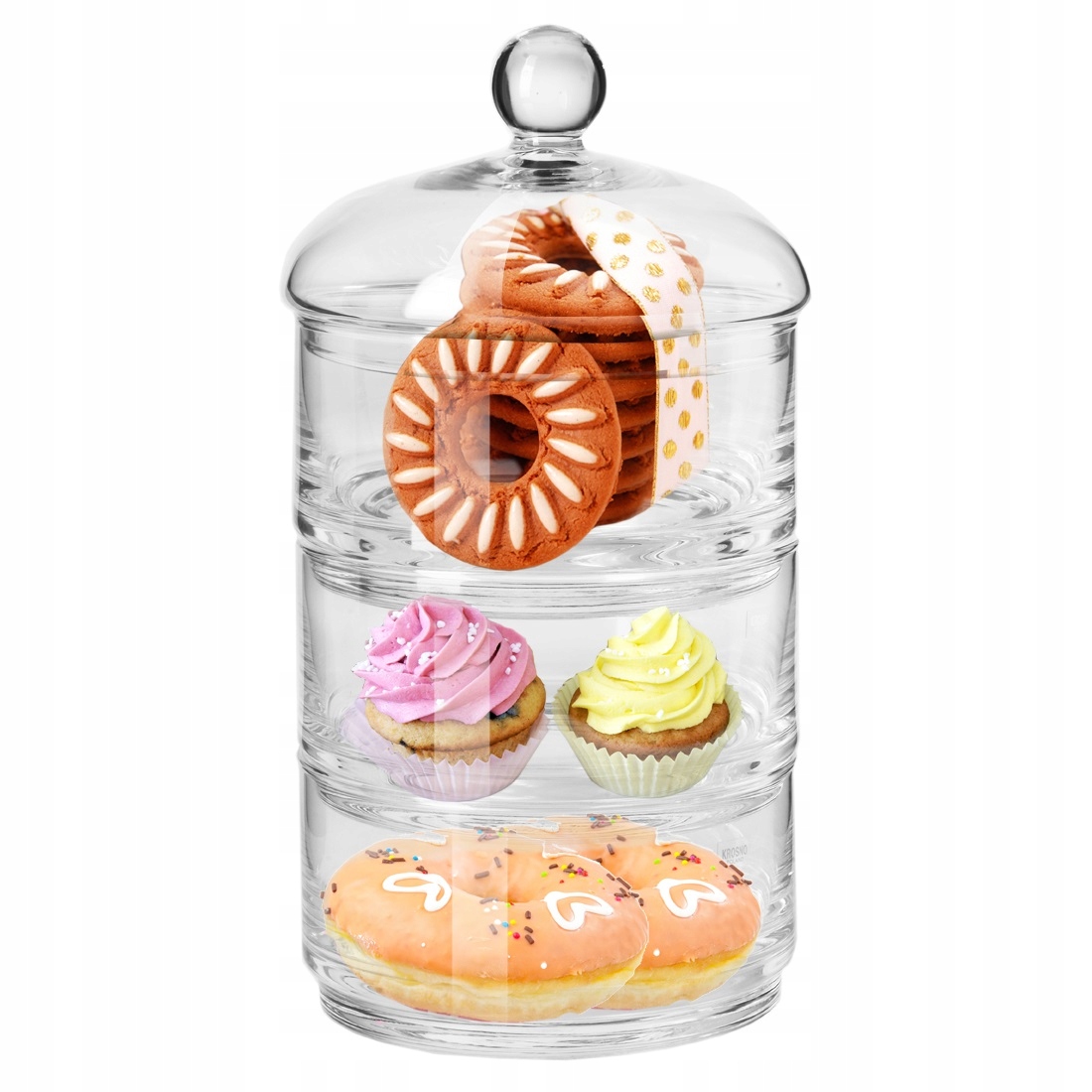 Sada nádob Glamour Krosno se 3 salátovými nádobami, skleněná patrová nádoba