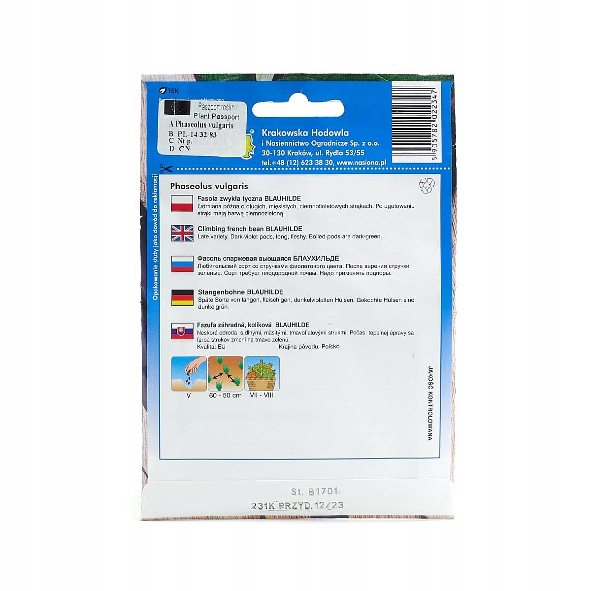 nasiona FASOLA SZPARAGOWA TYCZNA BLAUHILDE 3646 — 5