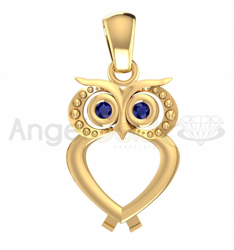 

Złoty Wisiorek Sowa Z Szafirami Złoto 585 Sówka