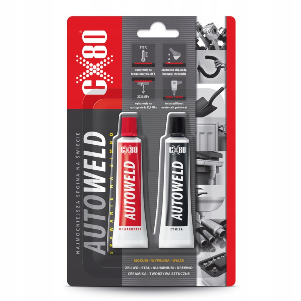 Najmocniejszy Klej Żywica Epoksydowa Spaw na Zimno CX-80 AutoWeld 2x27g