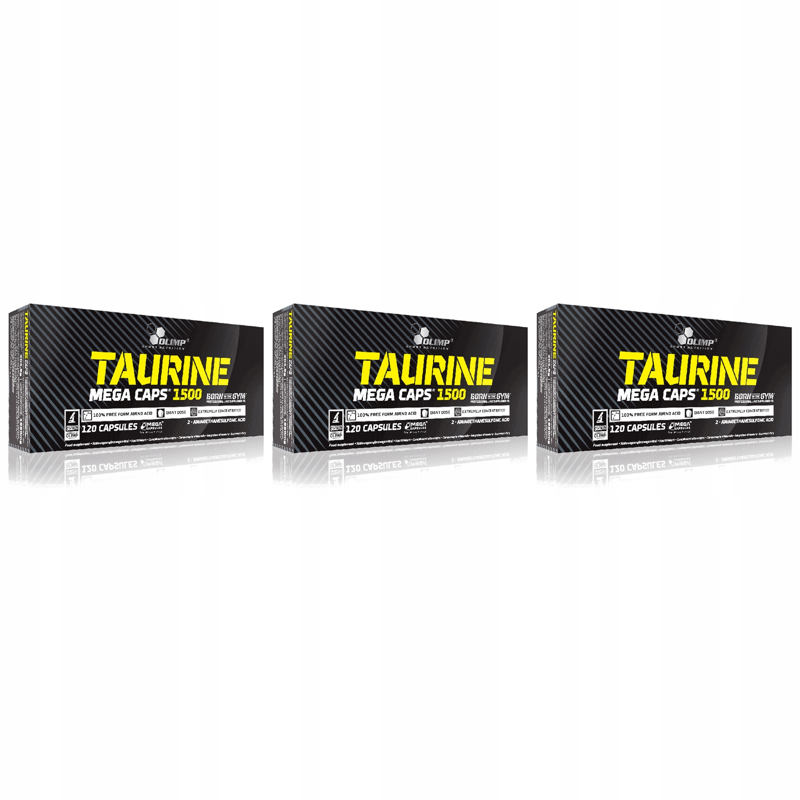 3x Olimp Taurine Caps 120 kapslí Energie Síla Redukce tukové tkáně