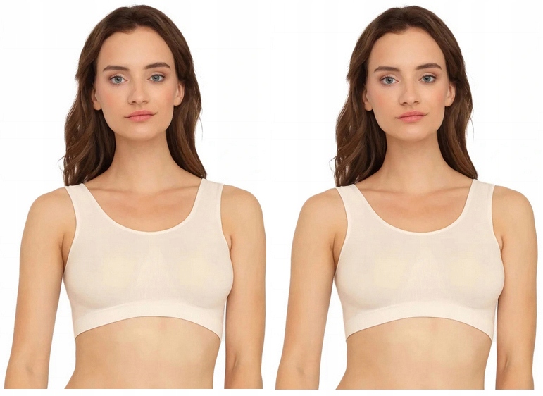 

2 X Gatta Bezszwowy Biustonosz Sport Top Beżowy XL