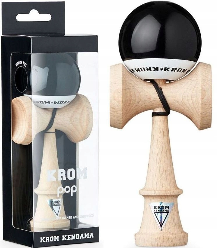 

Kendama Krom Pop czarna z dodatkową powłoką Lol
