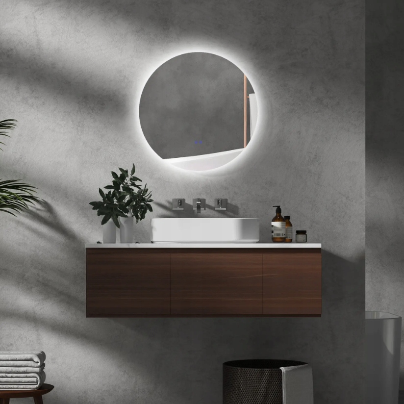 Zrcadlo 60 cm, Led osvětlení, dotykové ovládání, funkce odmlžování