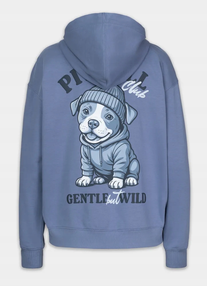 Bluza z kapturem Pitbull kangurka z printem na plecach Gentle But Wild S