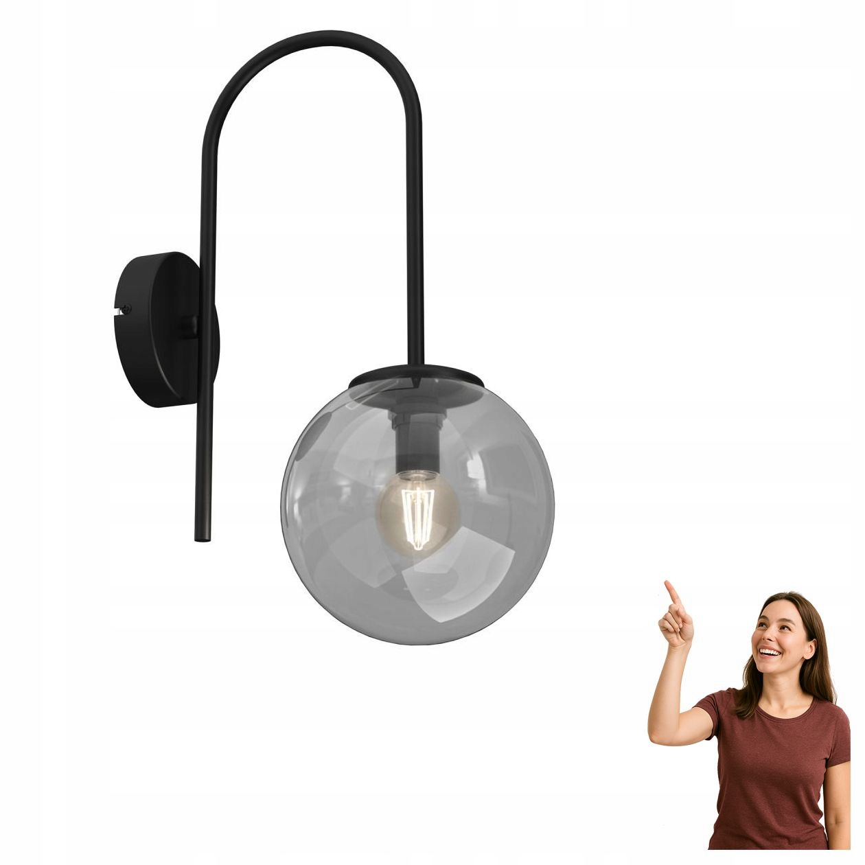 Nástěnné svítidlo kouřová koule Cambridge 3695 Luminex