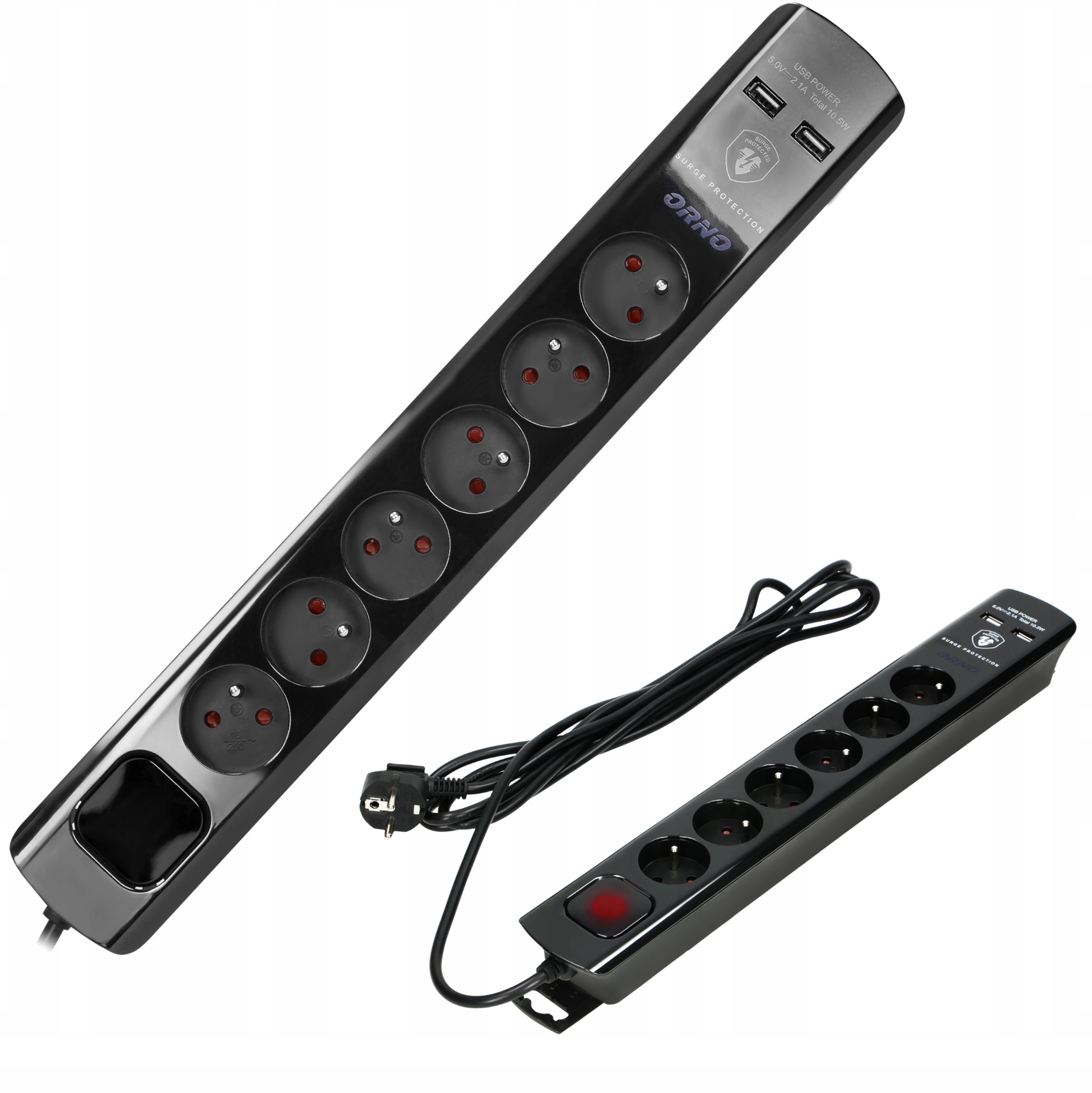 PRZEDŁUŻACZ 6 GNIAZD LISTWA WYŁĄCZNIK 3M 2xUSB