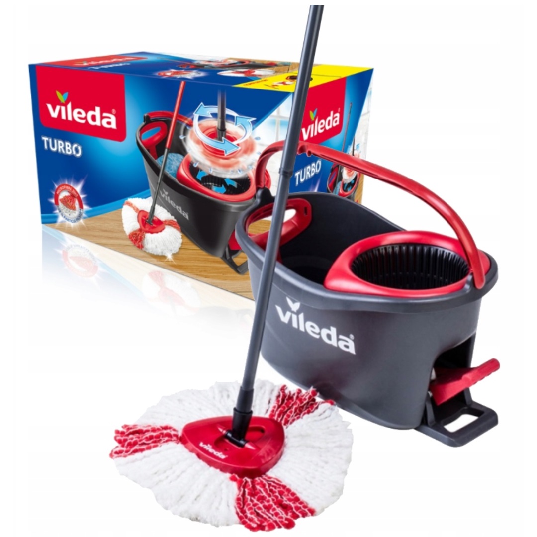 Vileda Mop Obrotowy Zestaw Mop z Wiadrem Easy Wring and Clean Turbo