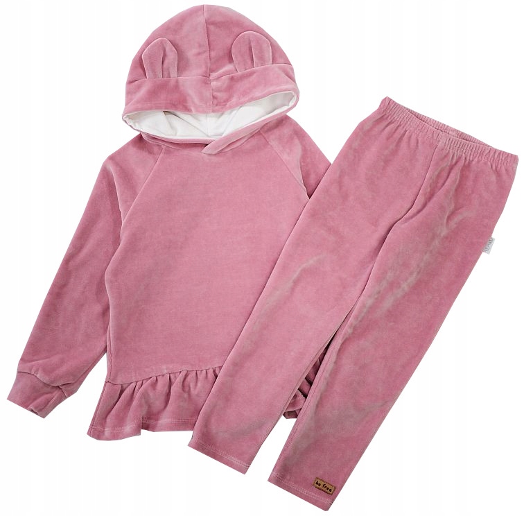 

Welur Dres Komplet Kaptur Falbanki Róż 104 L51B
