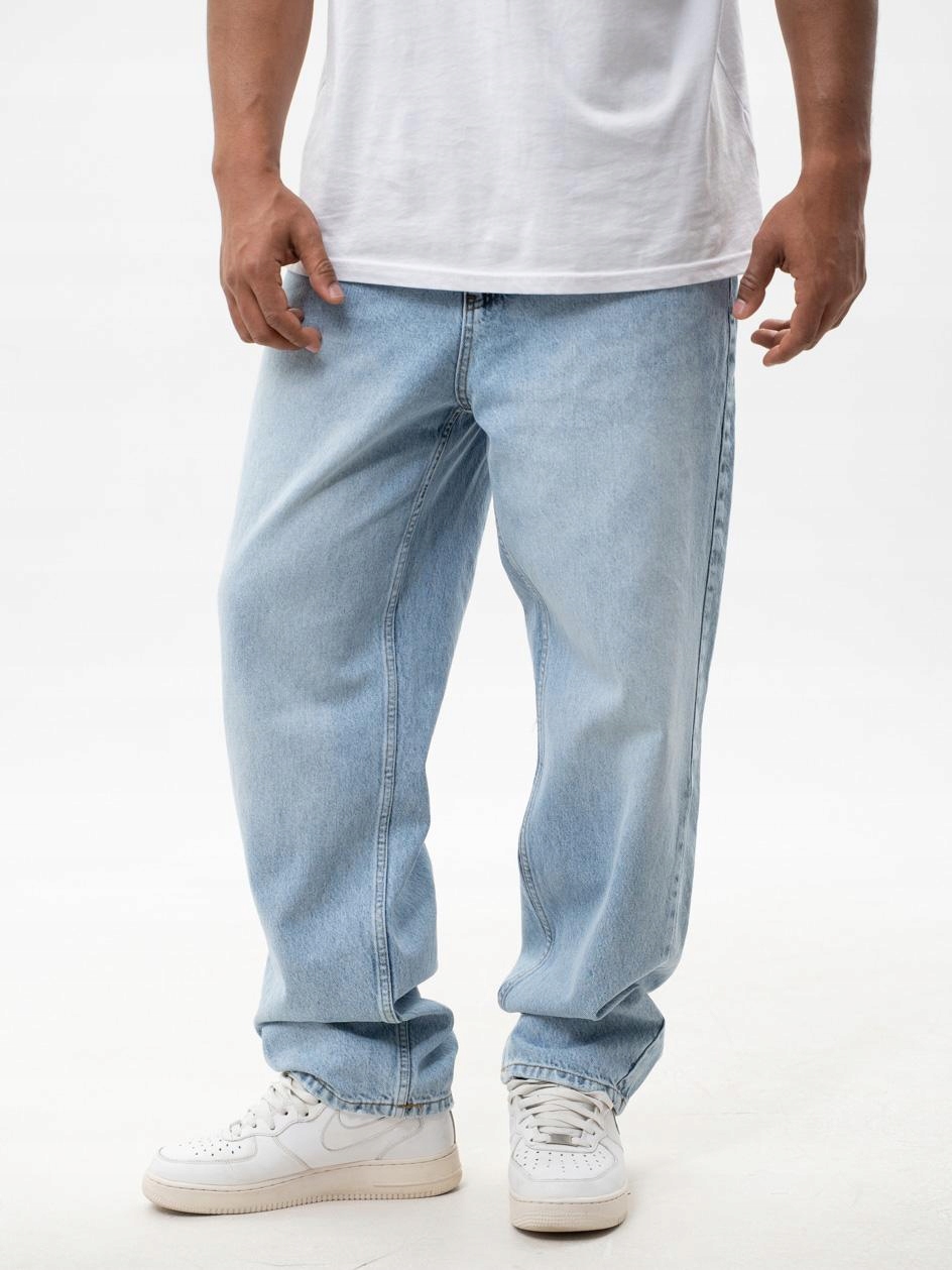 Široké Džínové Kalhoty Baggy Pánské Světle Modré Moderní Lucky Dice XL