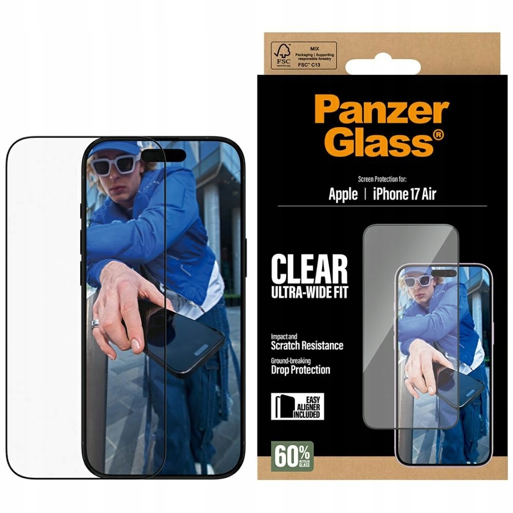 Tvrzené sklo PanzerGlass Ultra-Wide Fit EasyAligner pro iPhone Air