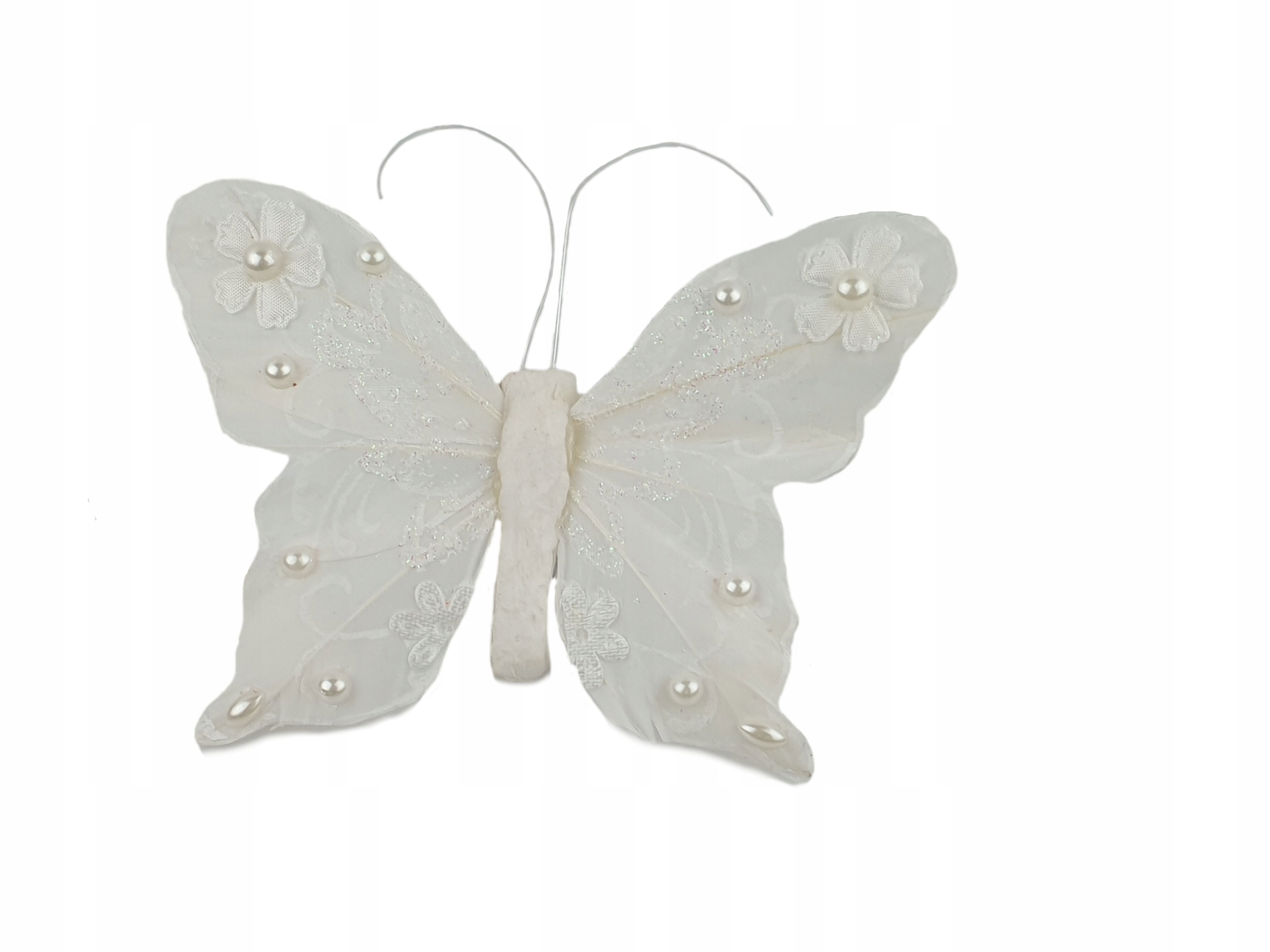 

Motyl biały Motylek z piór na klamerce 12cm