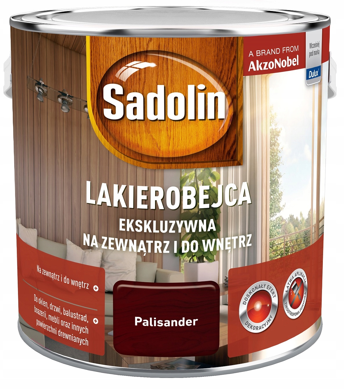SADOLIN LAKIEROBEJCA EKSKLUZ. PALISANDER 5L ZESTAW Zastosowanie na zewnątrz