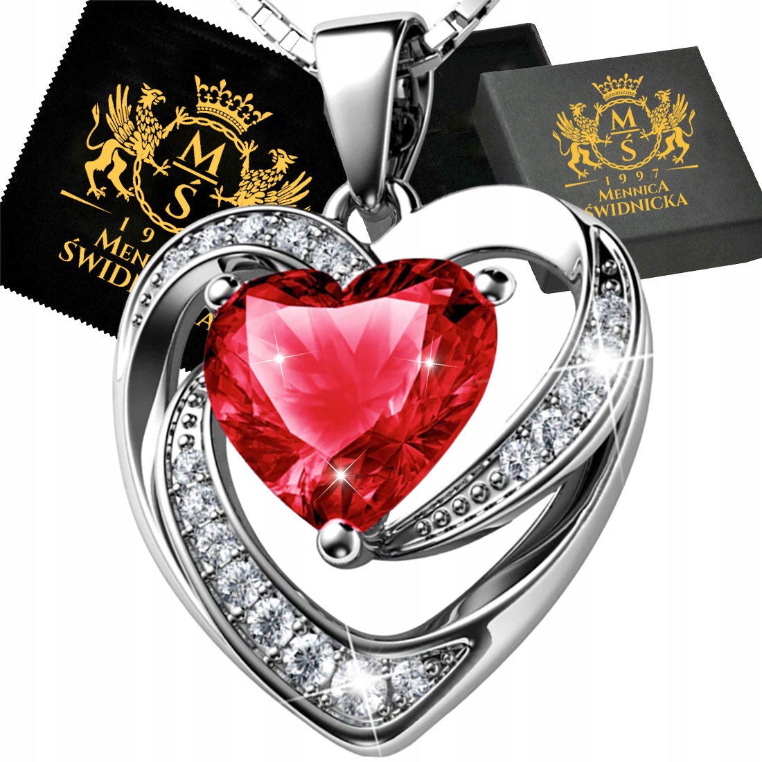Naszyjnik Srebrny Srebro 925 Zawieszka Serce Damski Grawer
