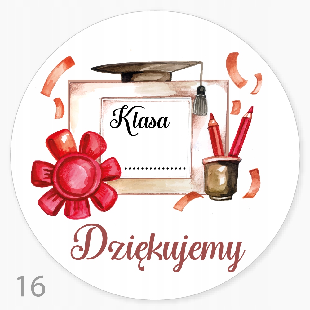 

Naklejki Dziękujemy Szkoła Kwiaciarnia Klasa 12szt