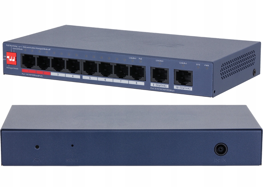 Switch Poe Dahua 8xPoE Fe +2xUplink Gigabit Dahua Spravovateľný Cloud