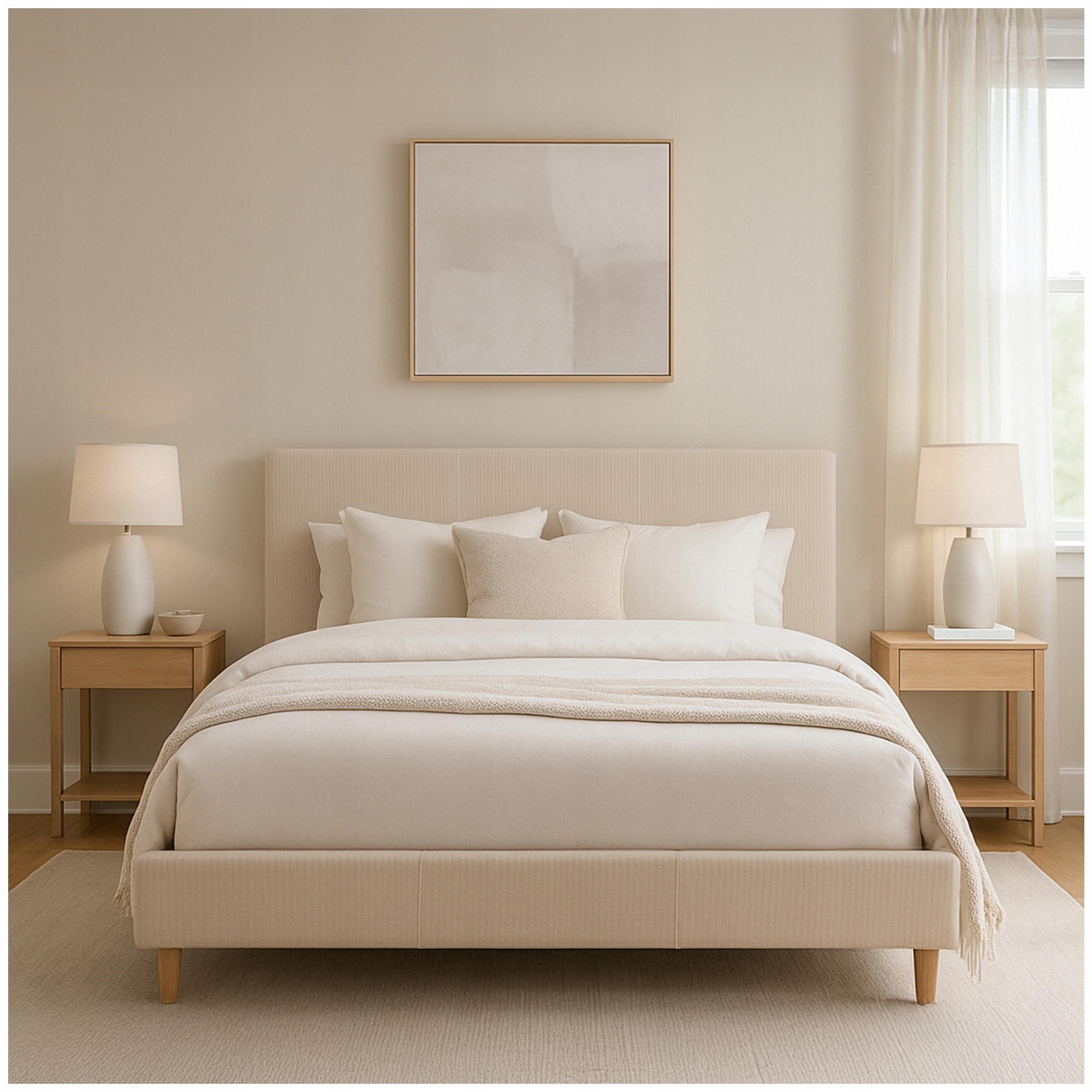 Postel 140x200 Čalouněná Dvoulůžková Do Ložnice Manšestr Béžová Kioto