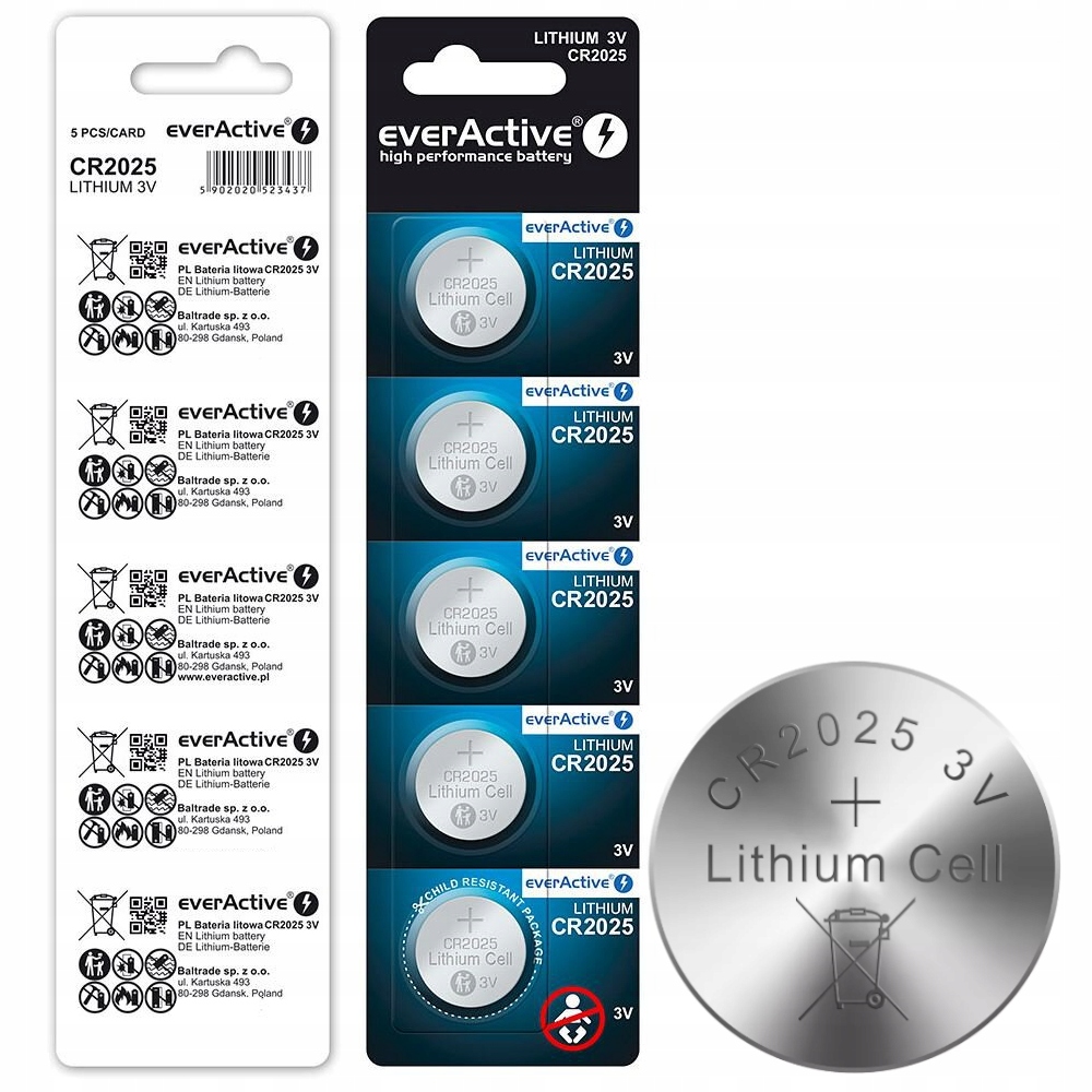 

Blister 5x Bateria Litowa everActive CR2025 3V
