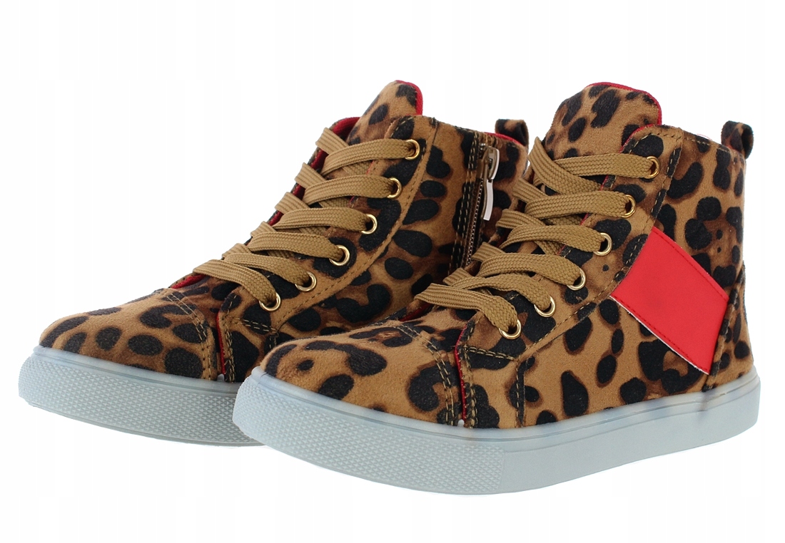 BOTKI BUTY SPORTOWE DZIECIĘCE W PANTERKĘ ZAPINANE NA ZAMEK 6367 roz. 33 Stan opakowania oryginalne