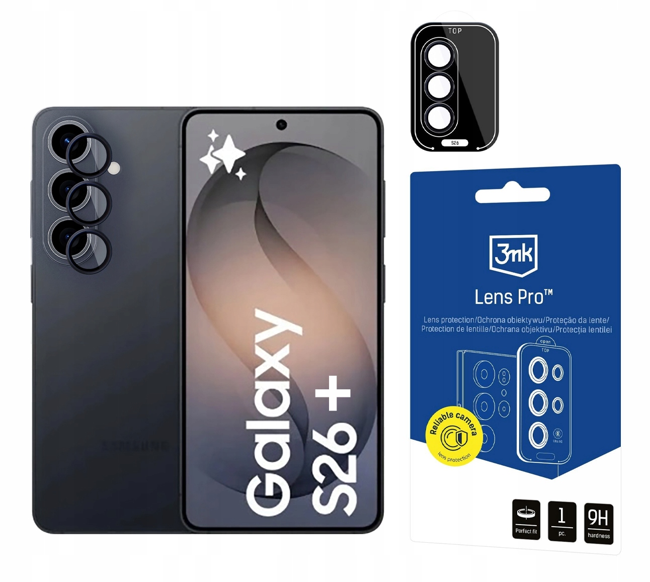 3MK Sklo Lens Pro Ochrana objektivu pro Samsung Galaxy S26+ Černá