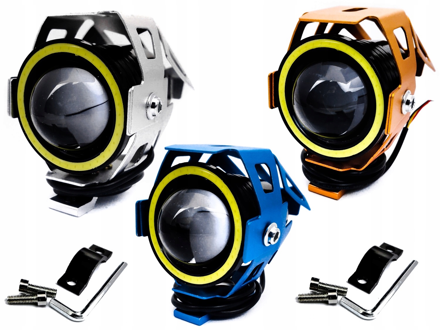 2x LED Halogeny motocyklowe lampy reflektory quad Part number SOCZEWKI HALOGENY RINGI