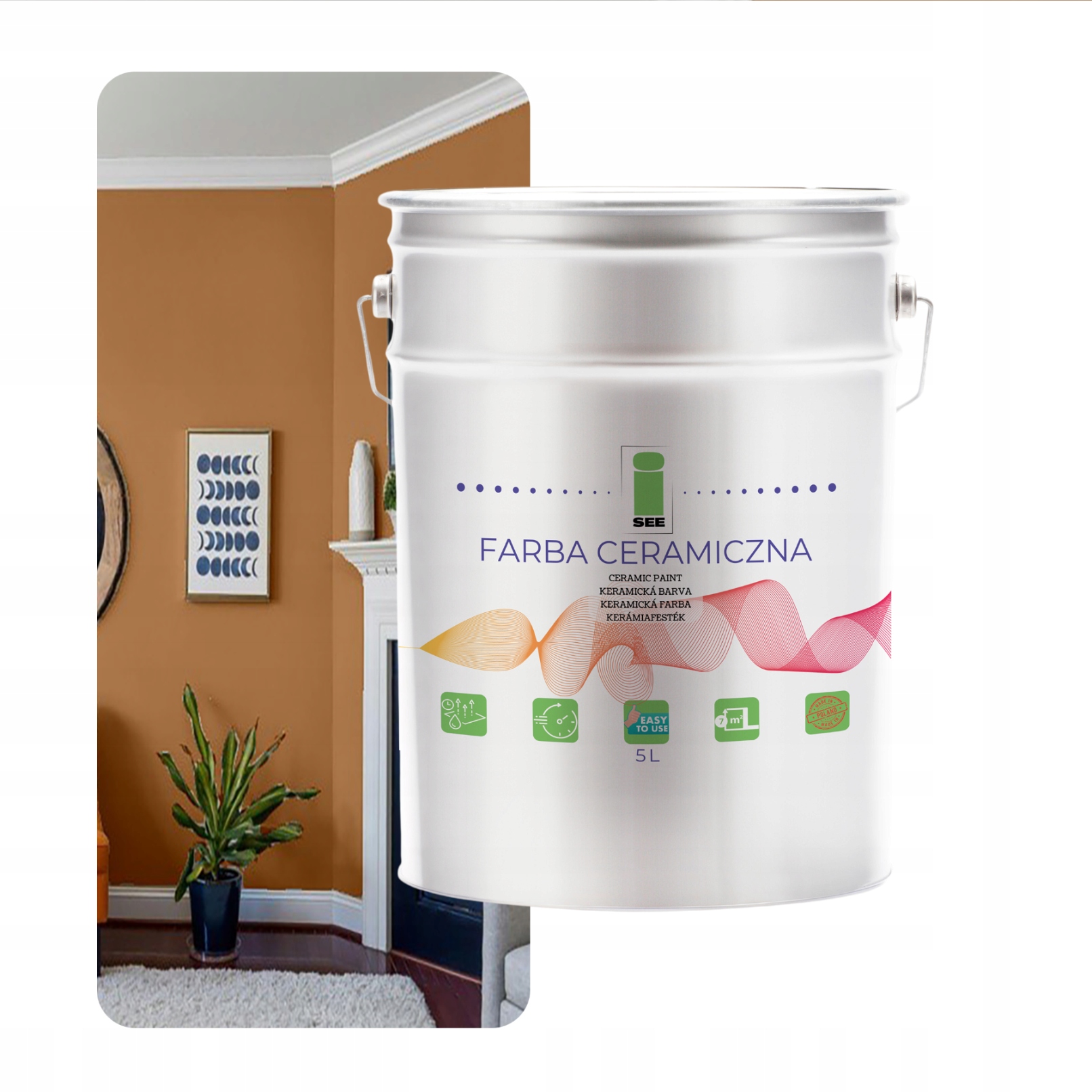 Keramická Umývateľná Nástenná Farba Na Steny Béžová Hnedá 5 L Odolná Voči Škvrnám