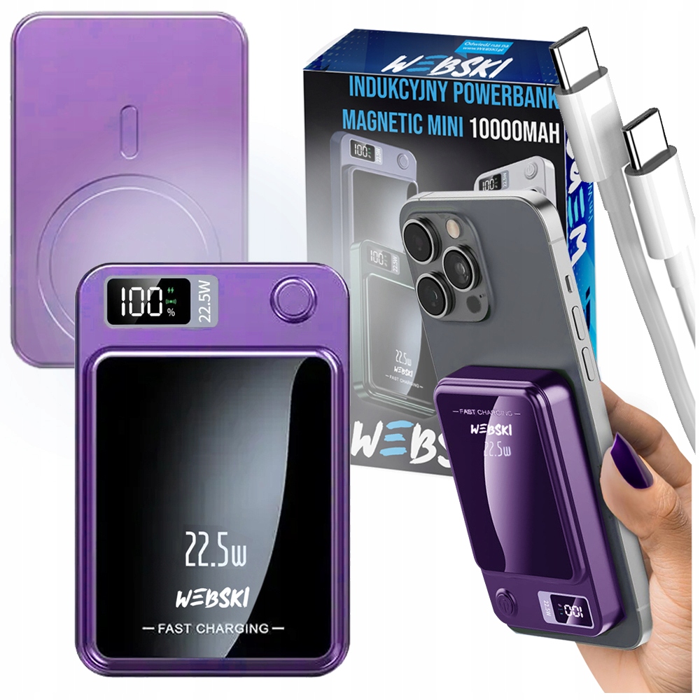 Powerbank Magnetyczny Bezprzewodowy Z Magsafe Indukcyjny 10000mAh 22,5W Pd