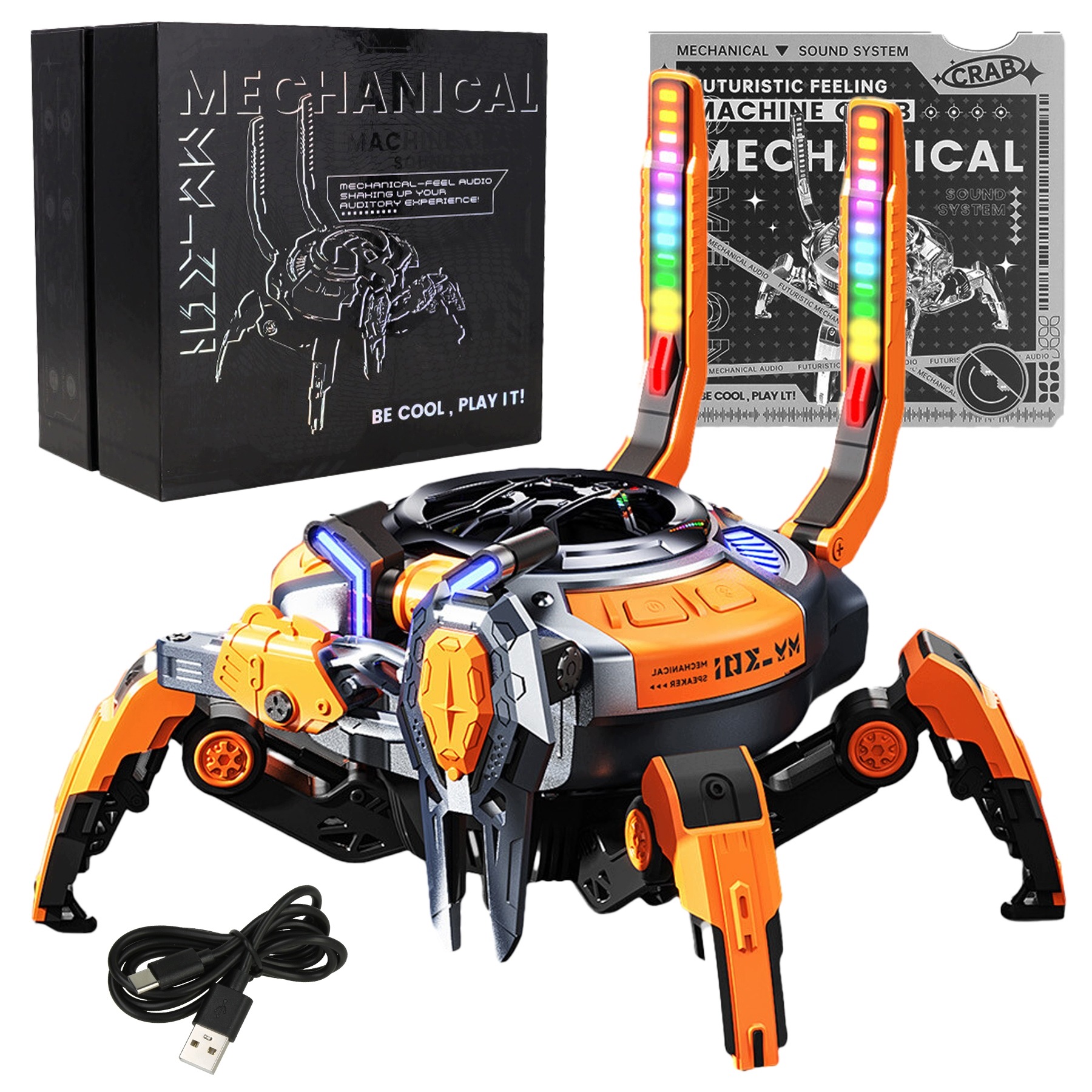 Bluetooth 5.0 Bezdrátový Reproduktor Pro Hráče MP3 Tws Rgb Led Mecha Krab