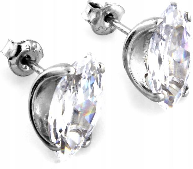 Stříbrné náušnice 925, tvar kapky se zirkonem, zapínání na slzičku