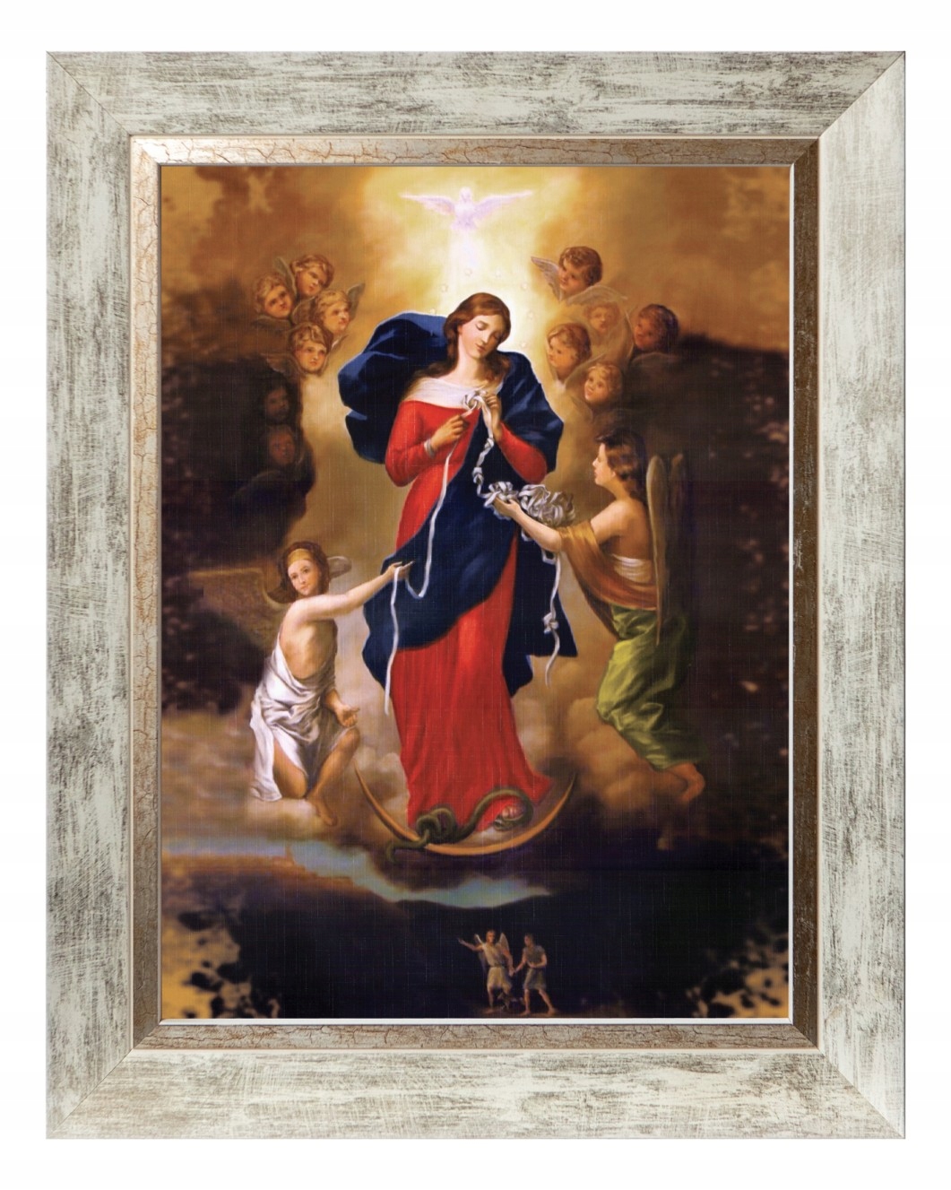 Boží Matka Řeší Uzly Náboženského Obrazu V Bílém Ozdobném Rámu 30X40