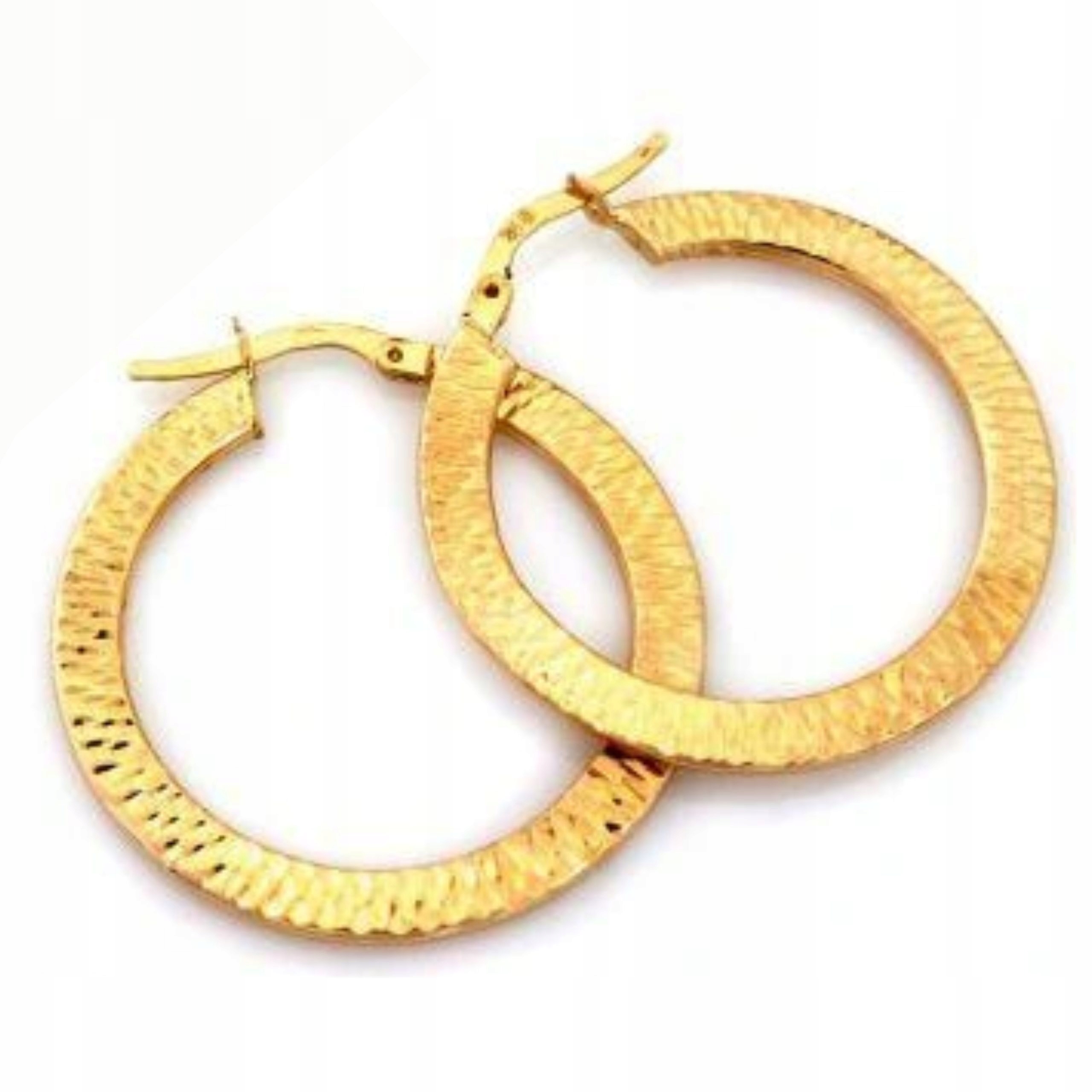 Zlaté náušnice 585 Široké Zdobené Kolo 2,70g módní klasický vzor 14k