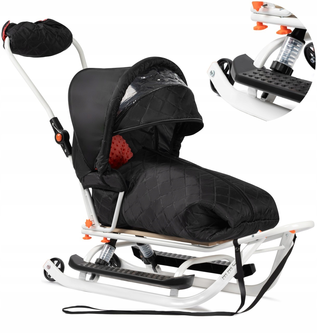 Sanki Jee Vip z Budką Kółka Amortyzatory dla Dzieci Śpiwór Mufka Minky