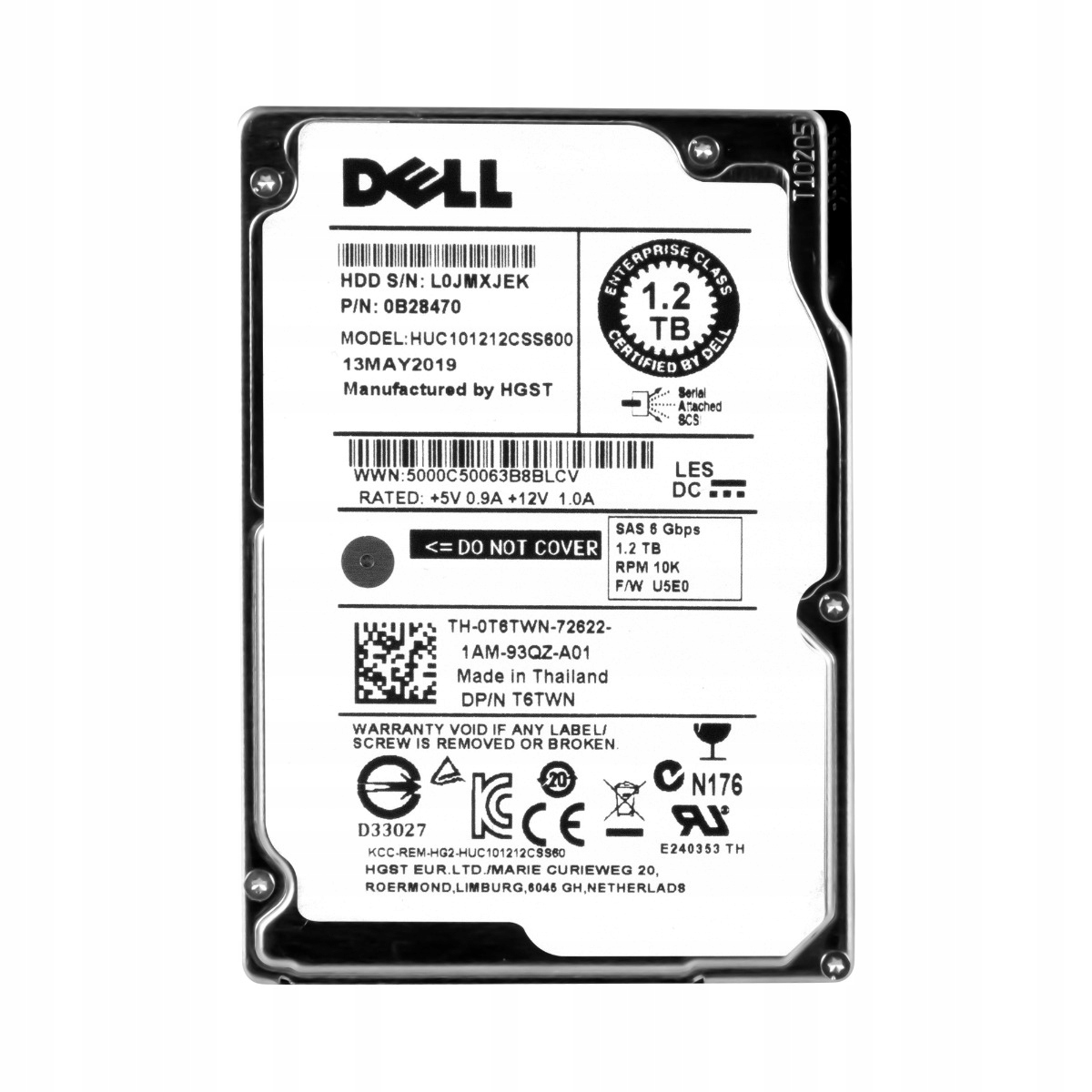 Dell 0T6TWN 1.2TB 10K 64MB SAS-2 2.5'' HUC101212CSS600