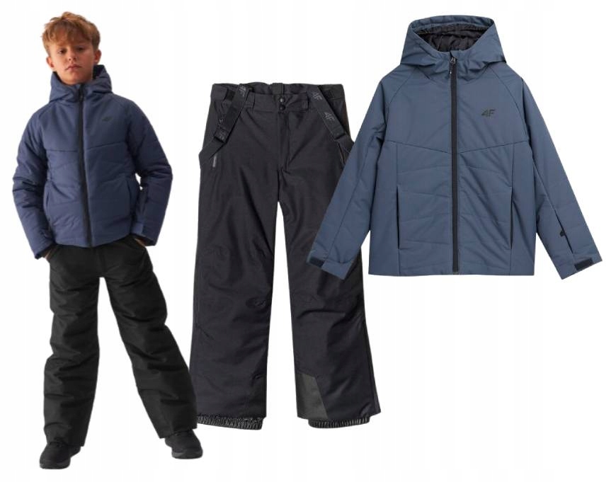 Zimní lyžařská kombinéza 4F 2PAK, modrá bunda, kalhoty 134