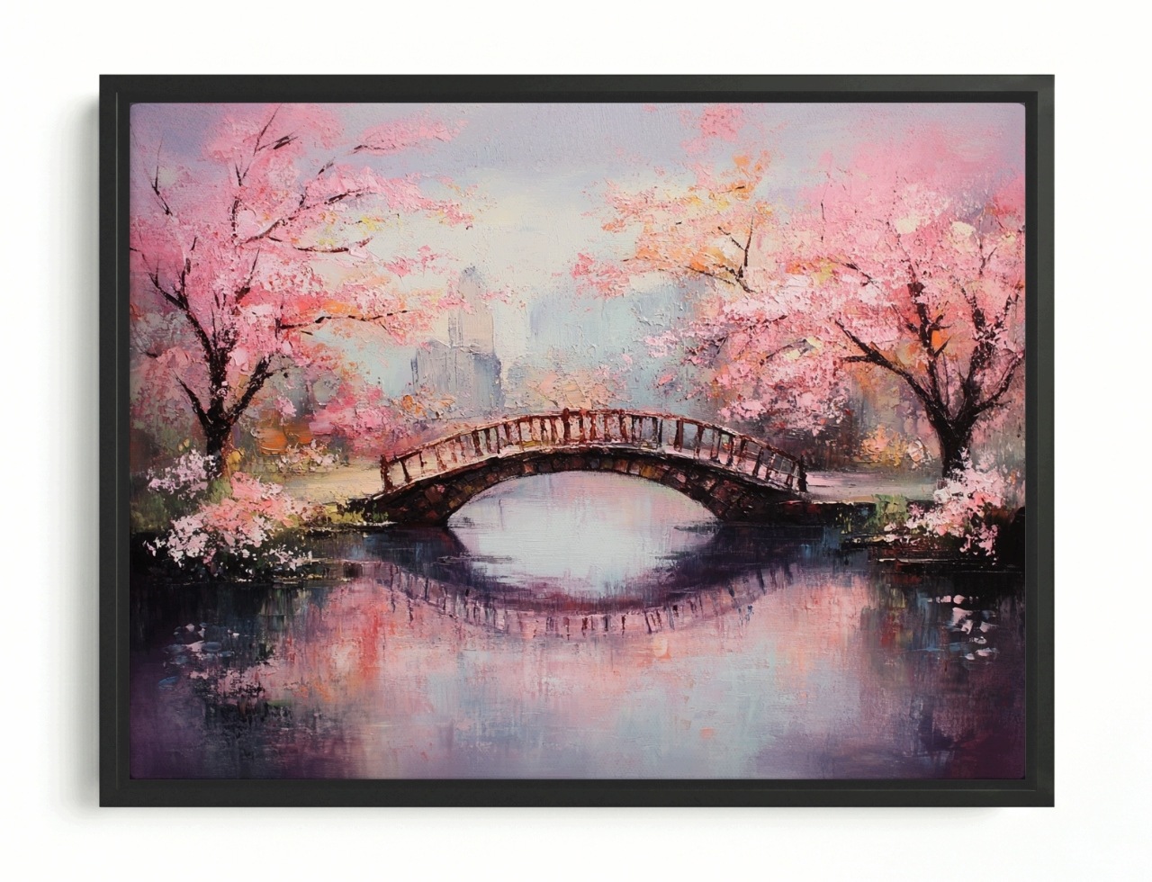 Obraz Rám American Box Japonsko Jar Park Rieka Most Stromu Višňa 80x60