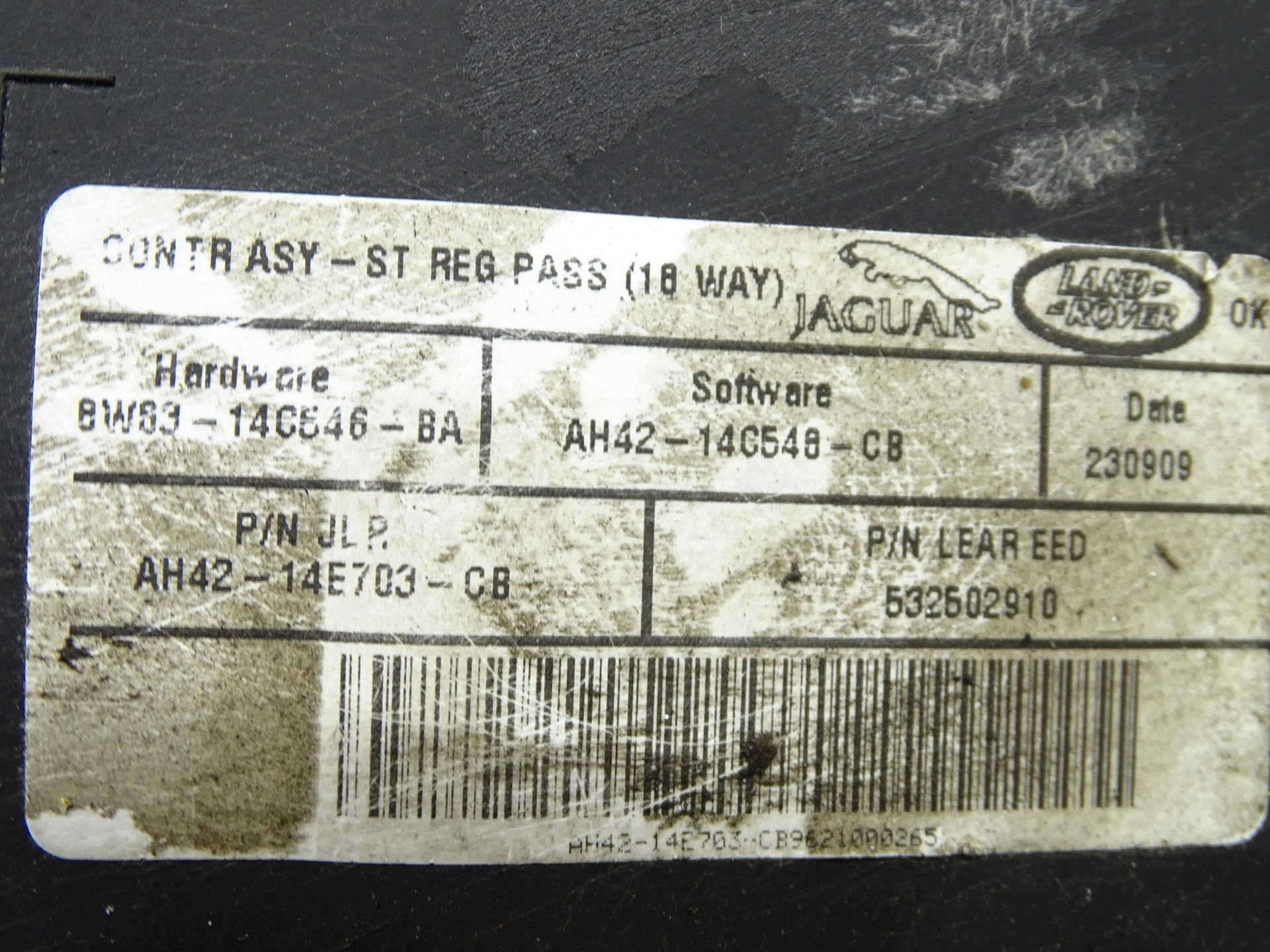 module control unit seat right front JAGUAR XF 8W83-14C546-BA