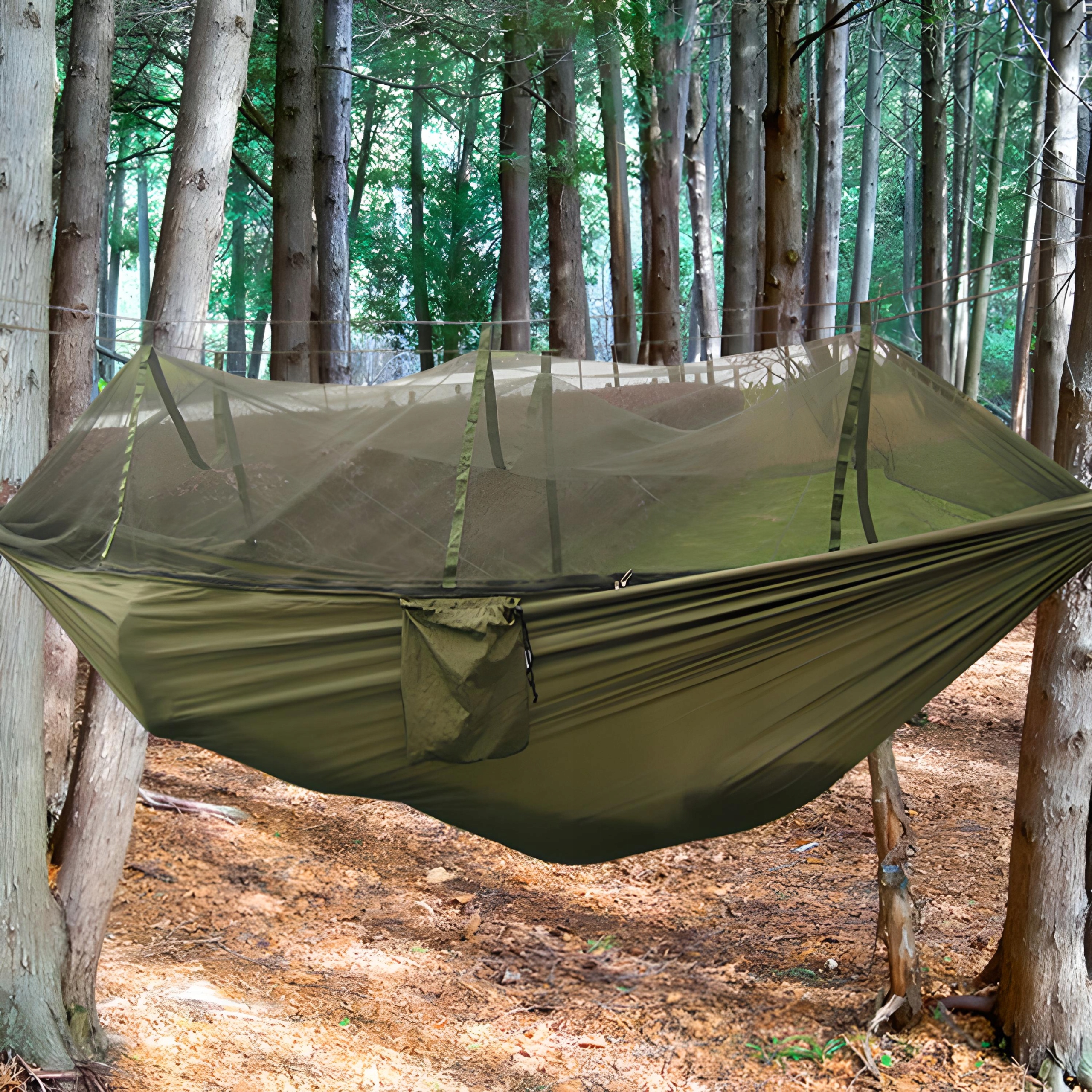 HAMAK DWUOSOBOWY TURYSTYCZNY Z MOSKITIERA BIWAK Maksymalne obciążenie 100 kg