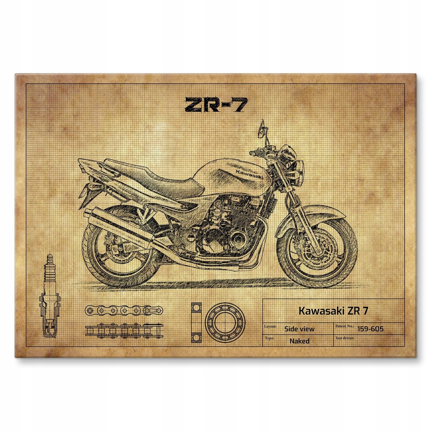 Kovový plakát Kawasaki Zr 7 Szyld Plech 42 x 59,4 cm Dárek