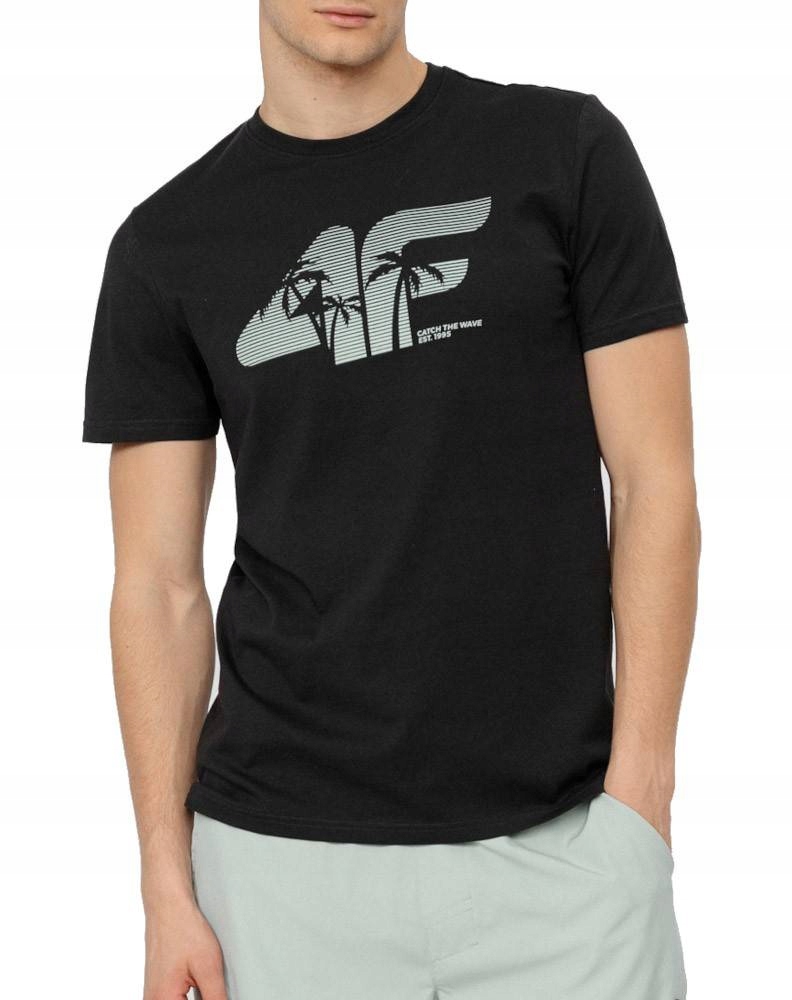 

T-shirt męski z nadrukiem 4F H4L22-TSM042 antracyt