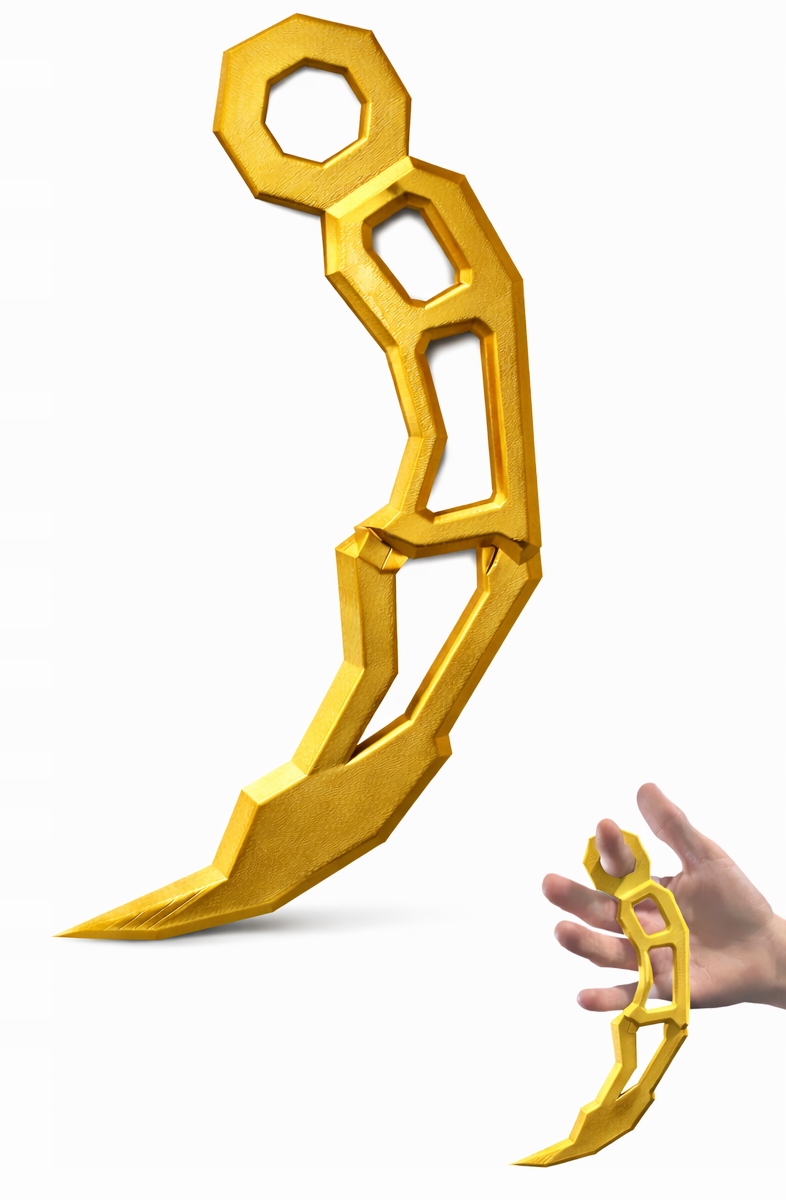 Keyrambit inspirowany grą Rivals Roblox| 3D złoty | rekwizyt kolekcjonerski