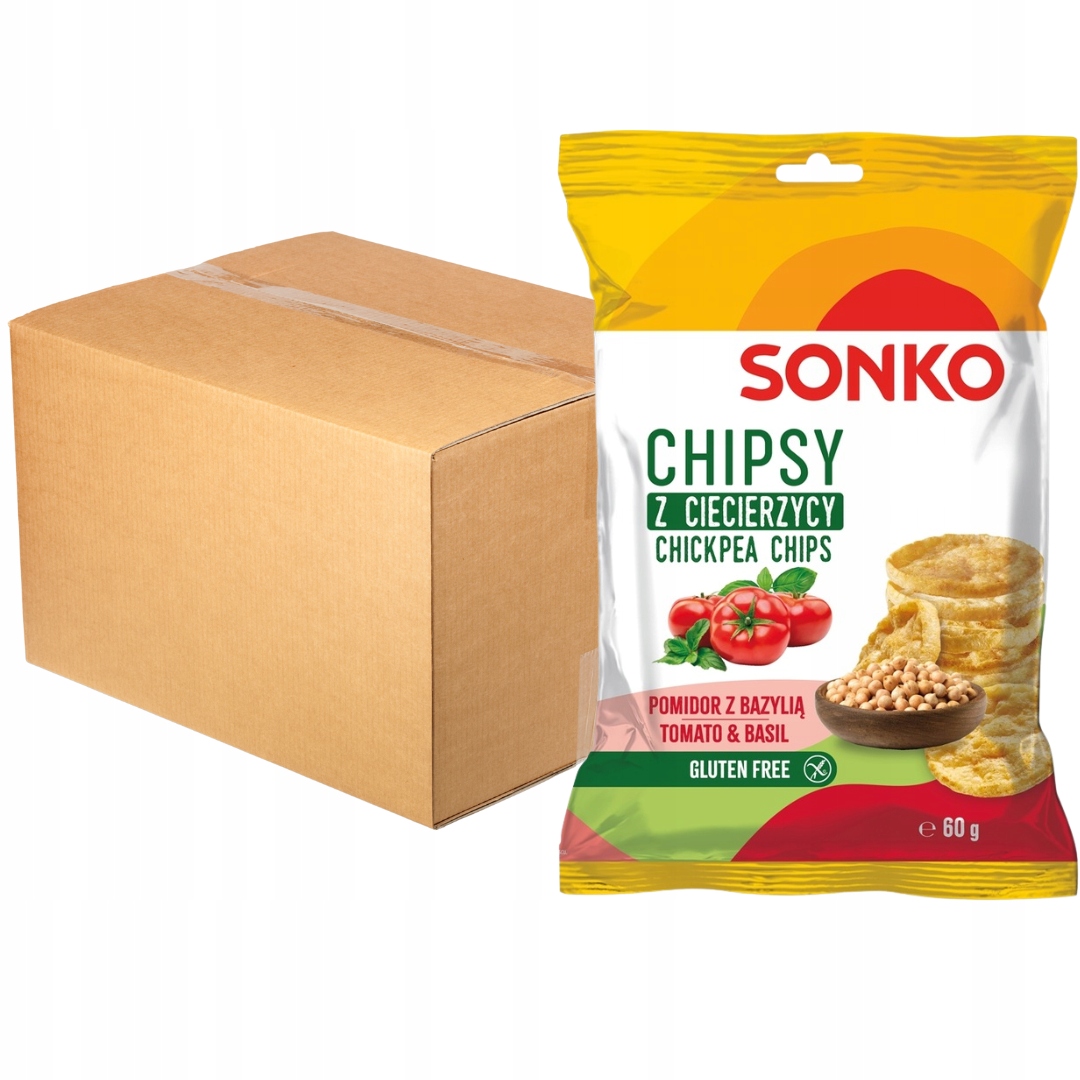 Levně Sonko Chipsy s rajčatovou a bazalkovou příchutí 60g x 20 kusů
