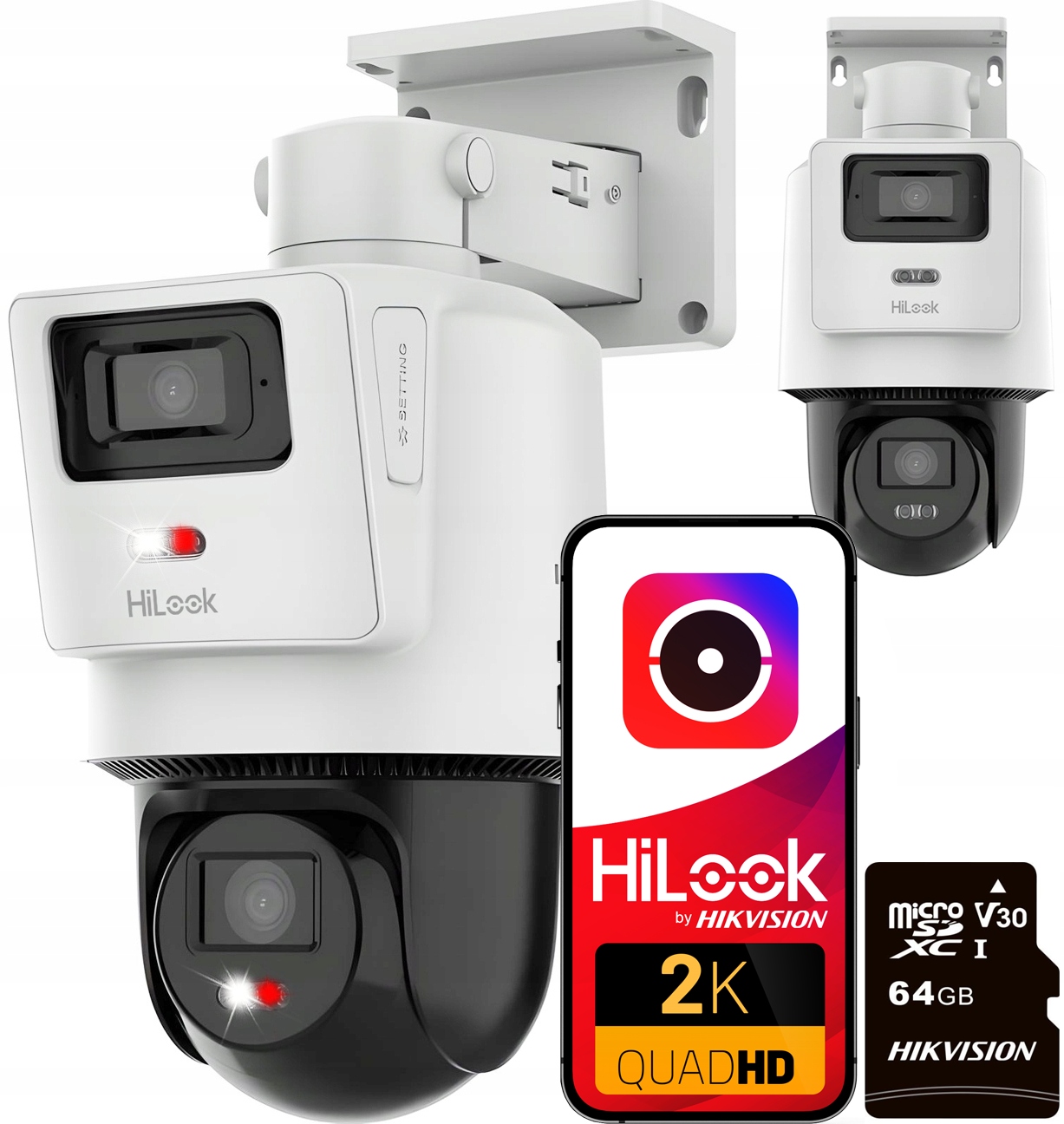 Otočná Ip kamera 4MPx+4MPx TandemVu HiLook od Hikvision karta 64 Gb