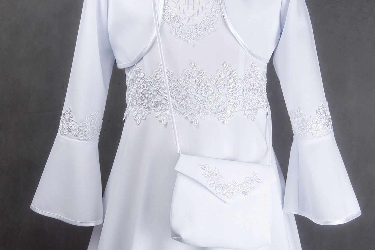 ALBA SUKIENKA KOMUNIJNA Z BOLERKIEM SZYTA NA MIARĘ Rozmiar 152