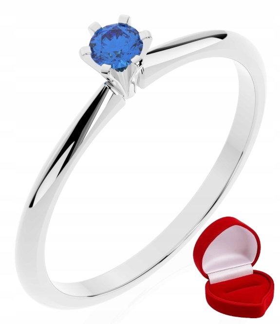 Zlatý Prstýnek 585 14k Safír 0,09 ct Bílé Zlato R11