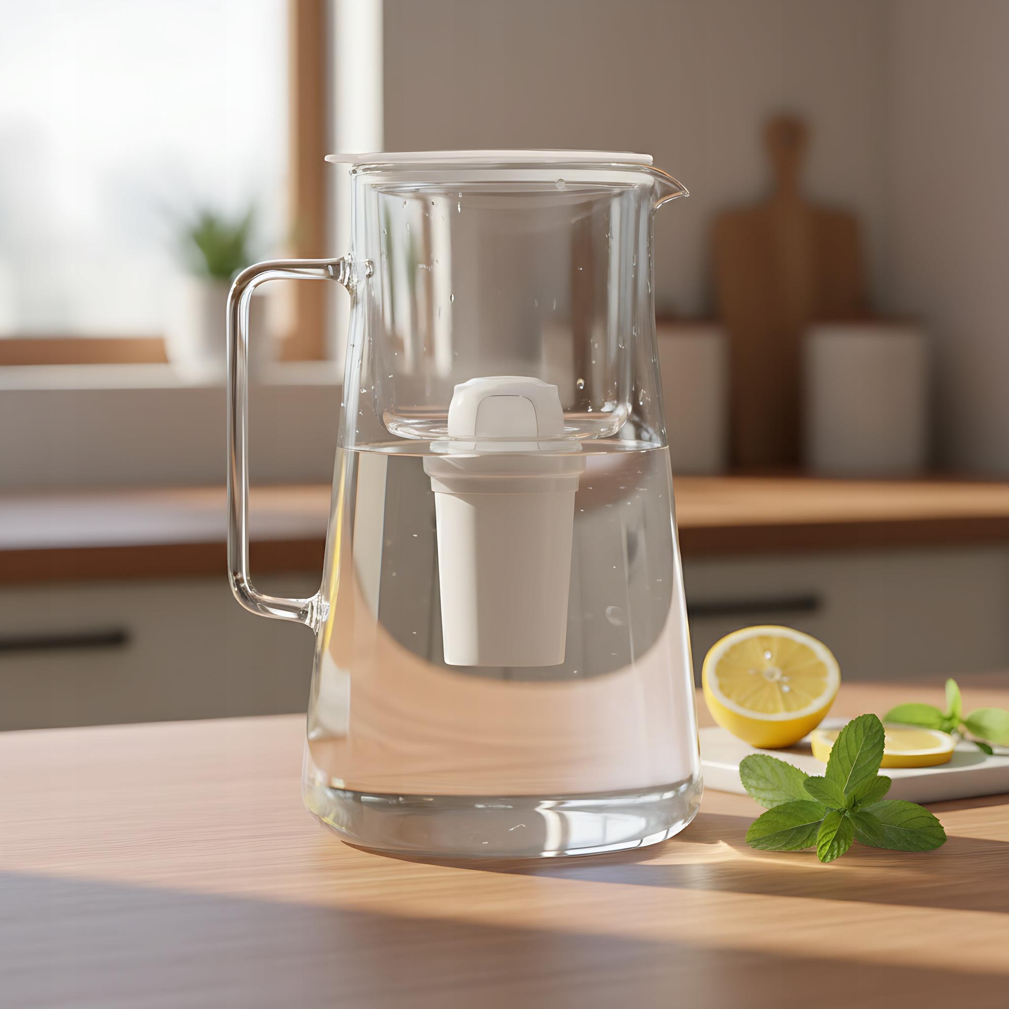 Üvegszűrő kancsó AquaFloow 3l fehér + 5x AquaFloow Class szűrő Termékmagasság 25 cm