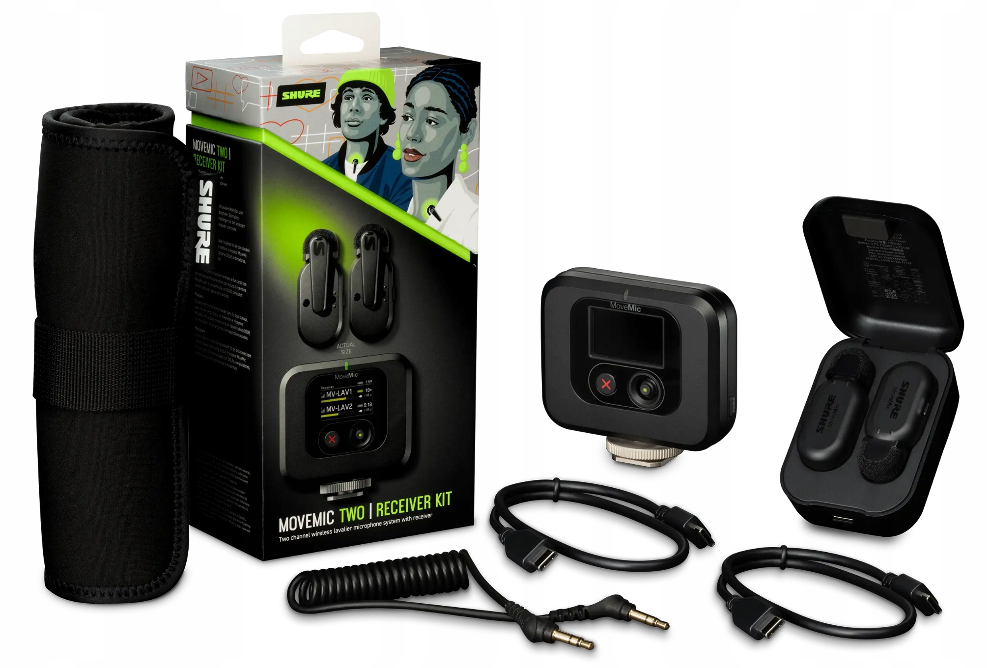 Shure MoveMic Two Kit bezdrátové mikrofony se sadou přijímače do kamery